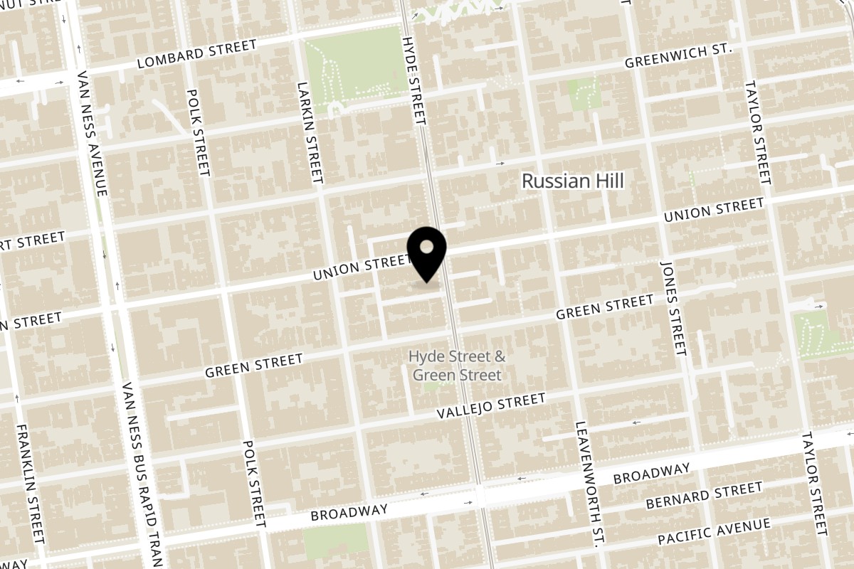 Map showing the location of Union Larder on 1945 Hyde St in San Francisco